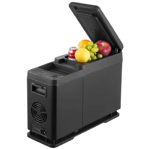 Mini car refrigerator opened view