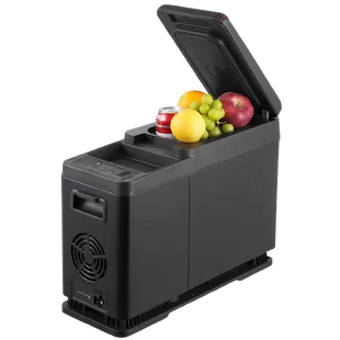 Mini car refrigerator opened view