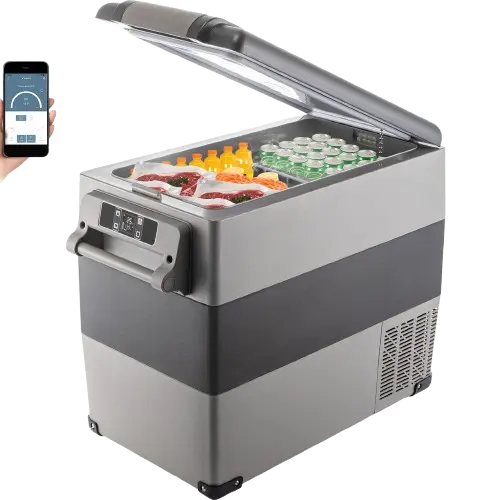 Mini fridge for travel with content and bluetooth