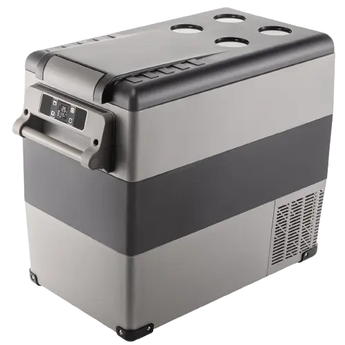 Mini fridge for travel closed view