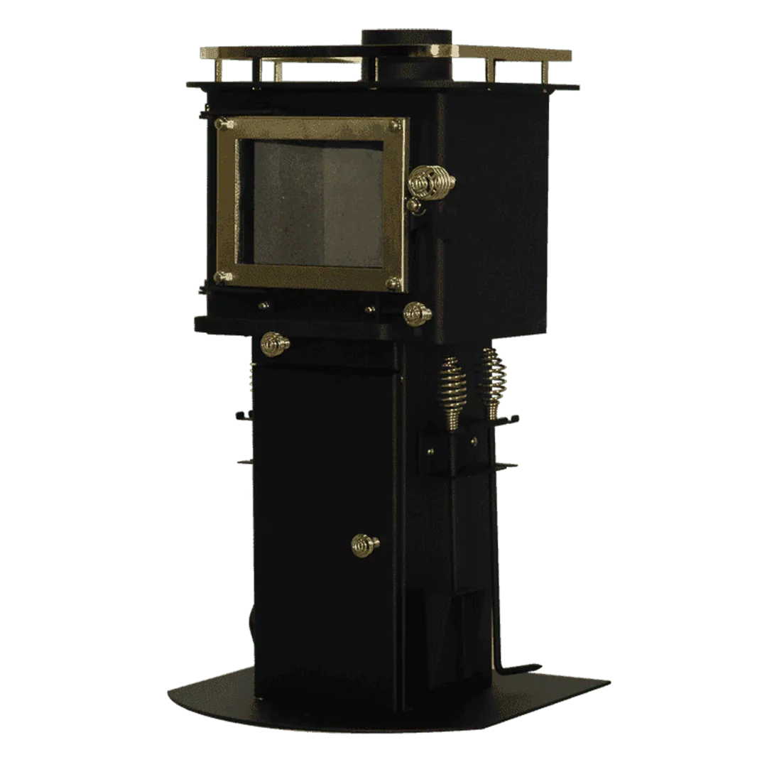 View of the Tiny wood stove for van of a support
