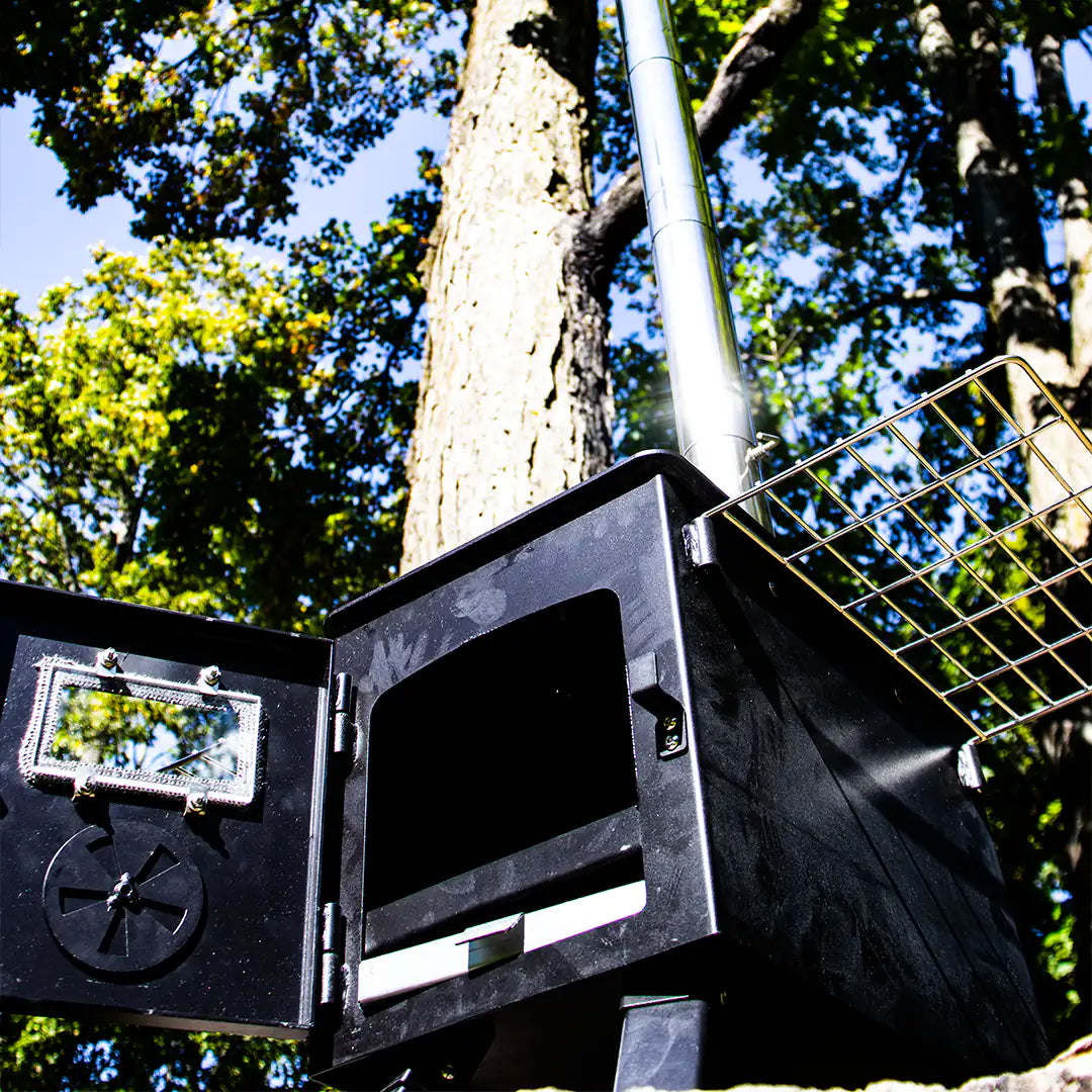 Bottom view with trees background