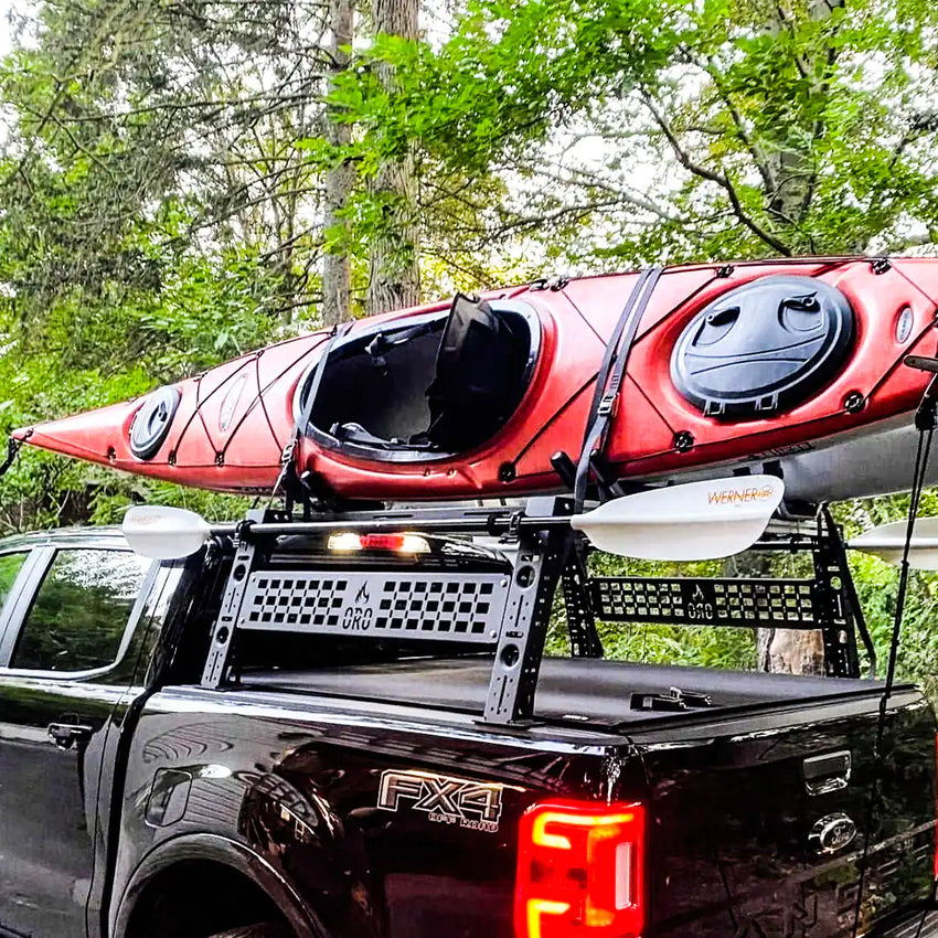 Bed Rack with kayaks and stuff