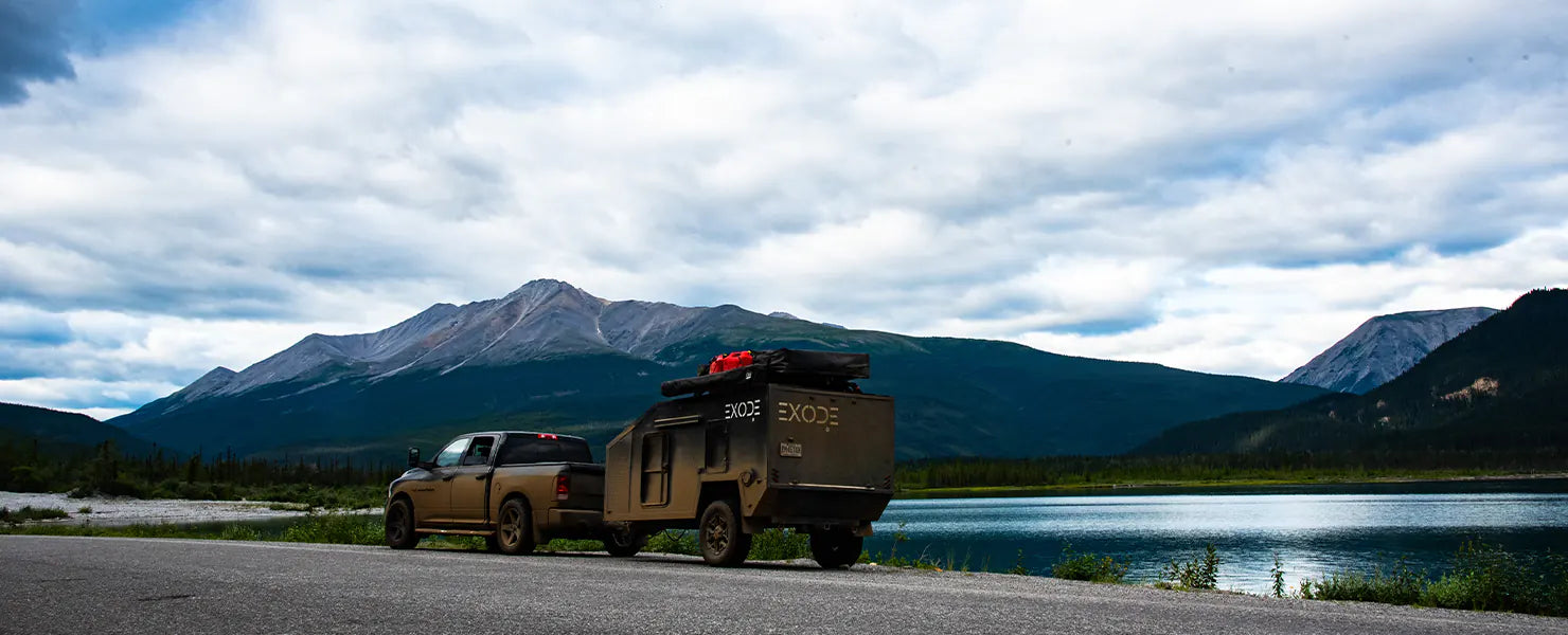 Muncho Lake in British Columbia with Exode Explore X2 Teardrop Trailer