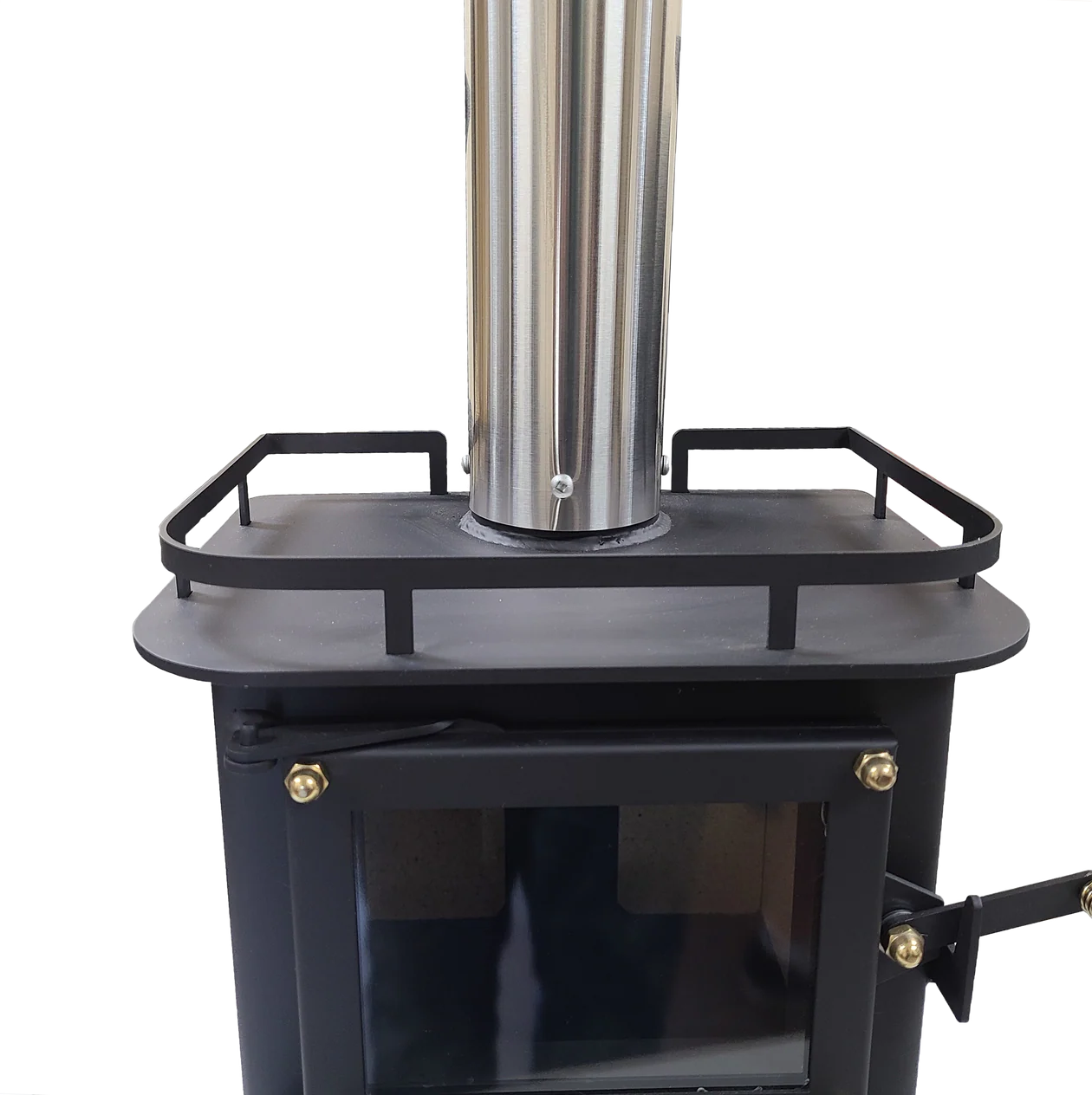 Mounted on a tiny wood stove