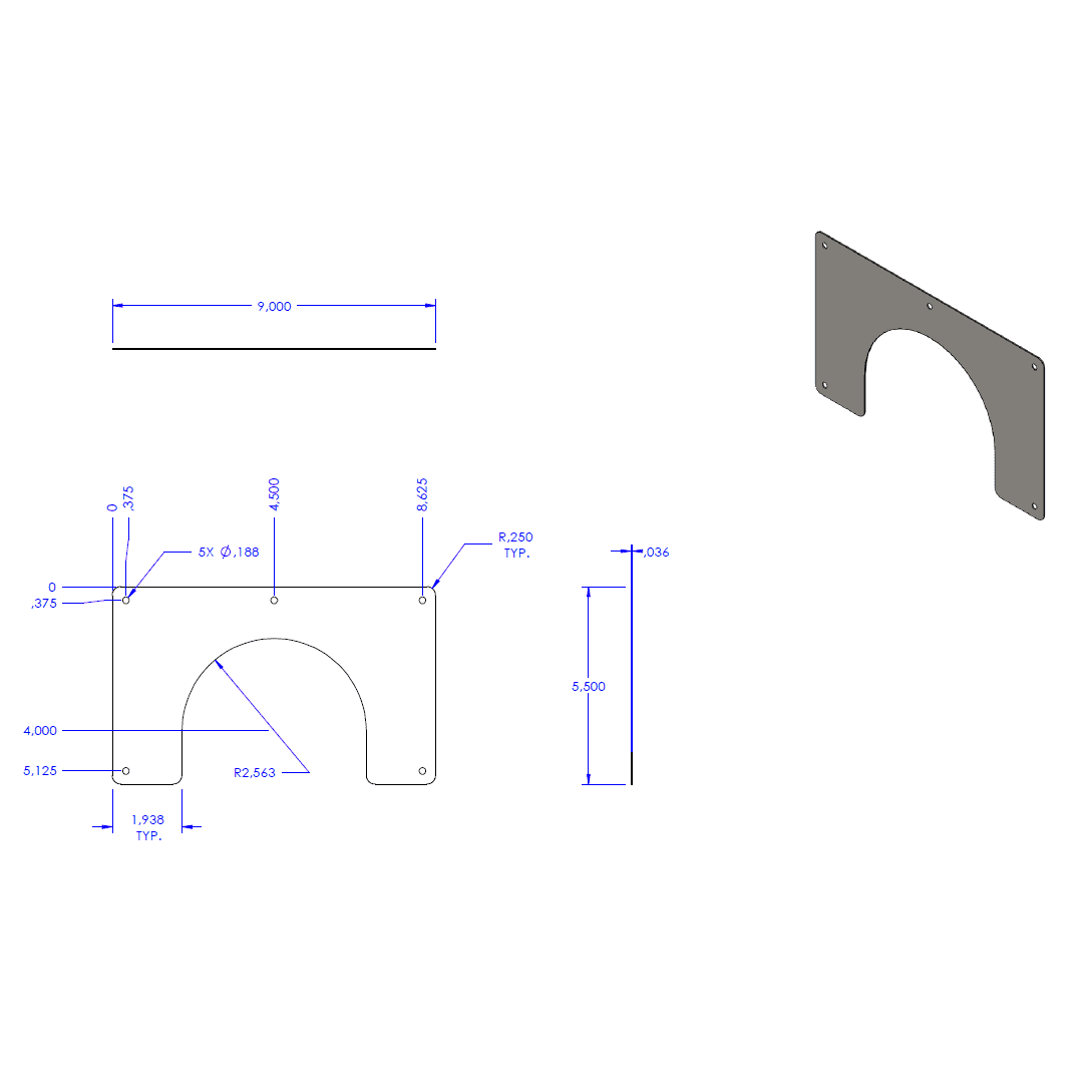 Size details on a drawing