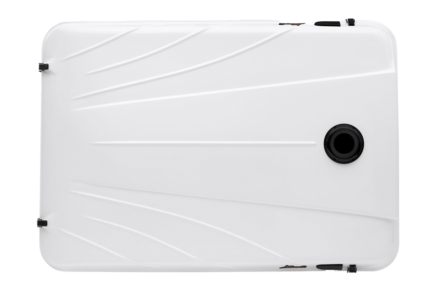 top view of the hardshell roof top tent white color