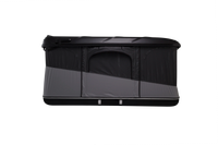 Side view when doors and windows are closed of the black james baroud evasion pop up roof top tent