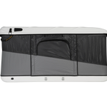 Side view of the white roof top tent
