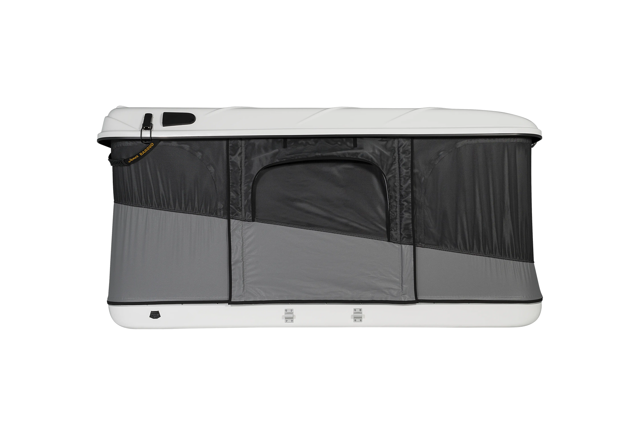 Side view of the white roof top tent