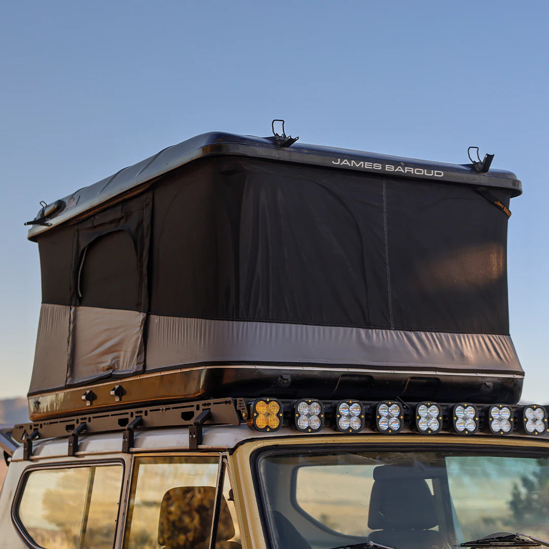 Large view of  black model on a roof rack