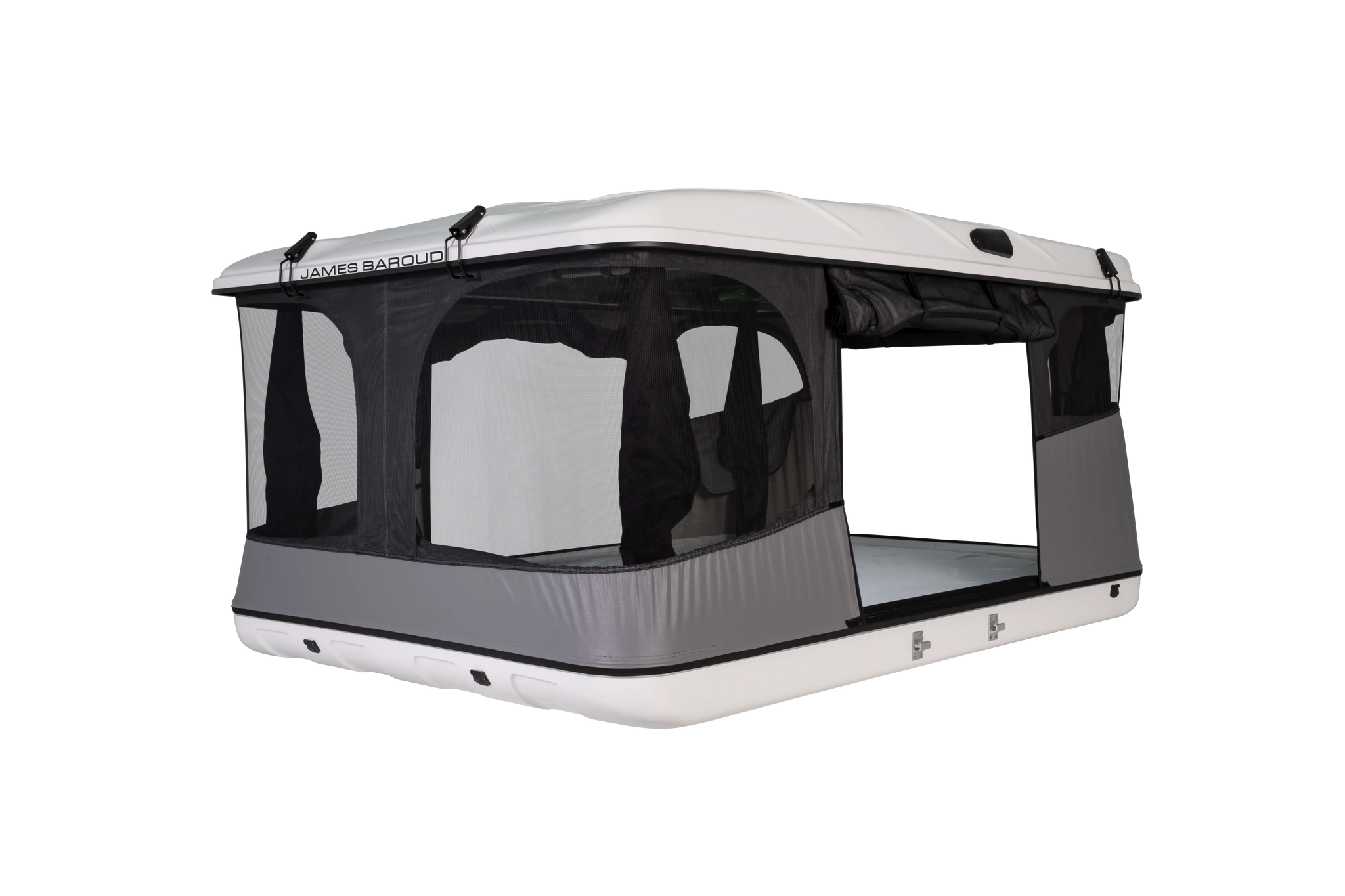 View of the pop up roof top tent with open doors