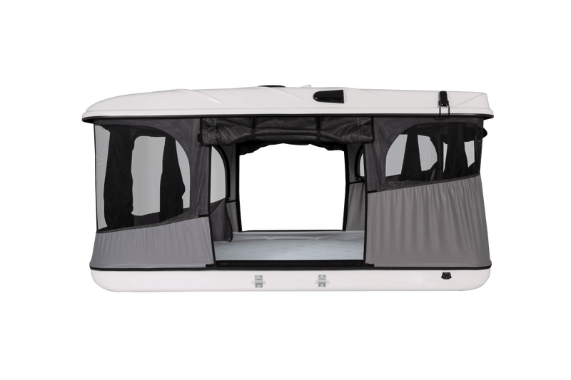 Side view with open doors and windows with inside view