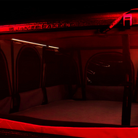 View of the pop up roof top tent with red lights