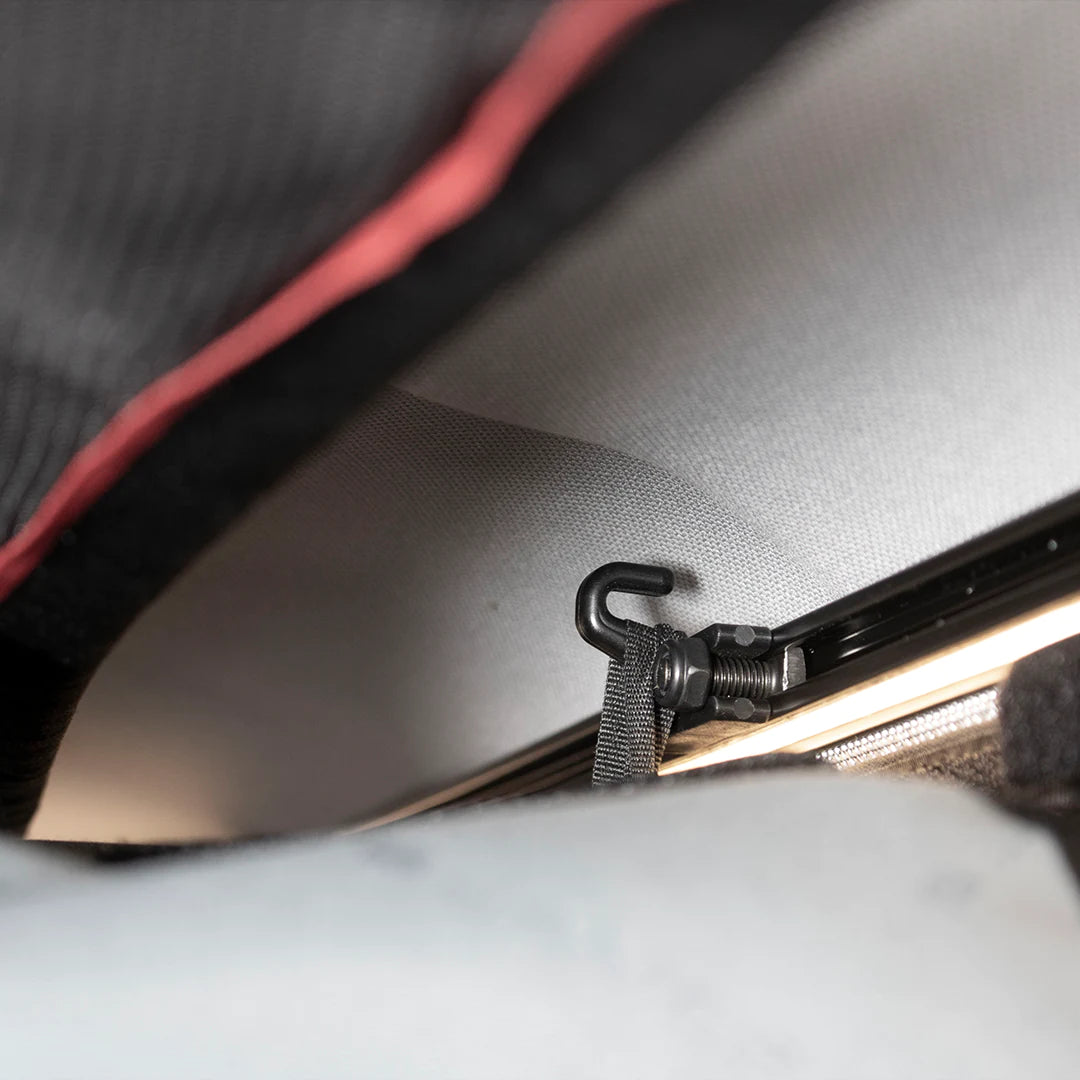 Detailed view of the hook for the storage box