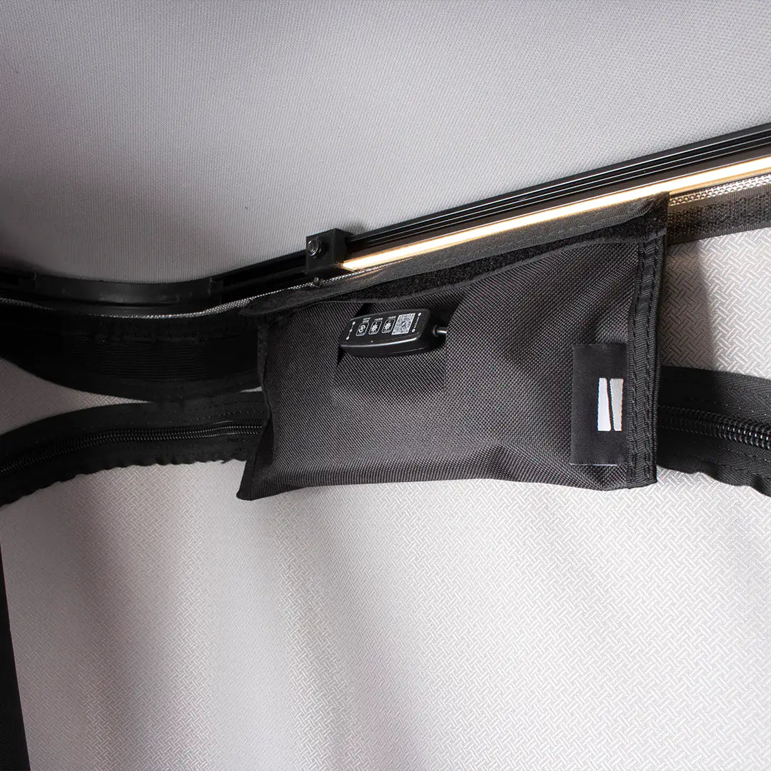 View of the power bank for the pop up roof top tent lights