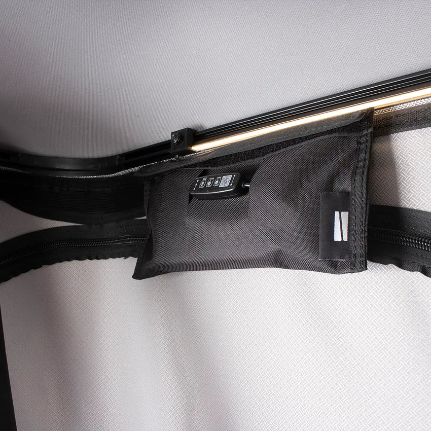 View of the power bank for the pop up roof top tent lights