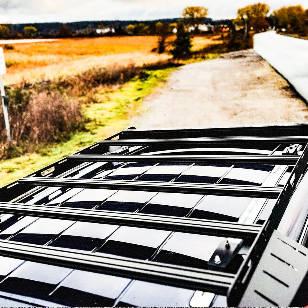 top view of the crossbars of the roof rack