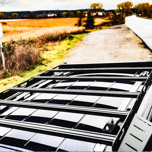 top view of the crossbars of the roof rack