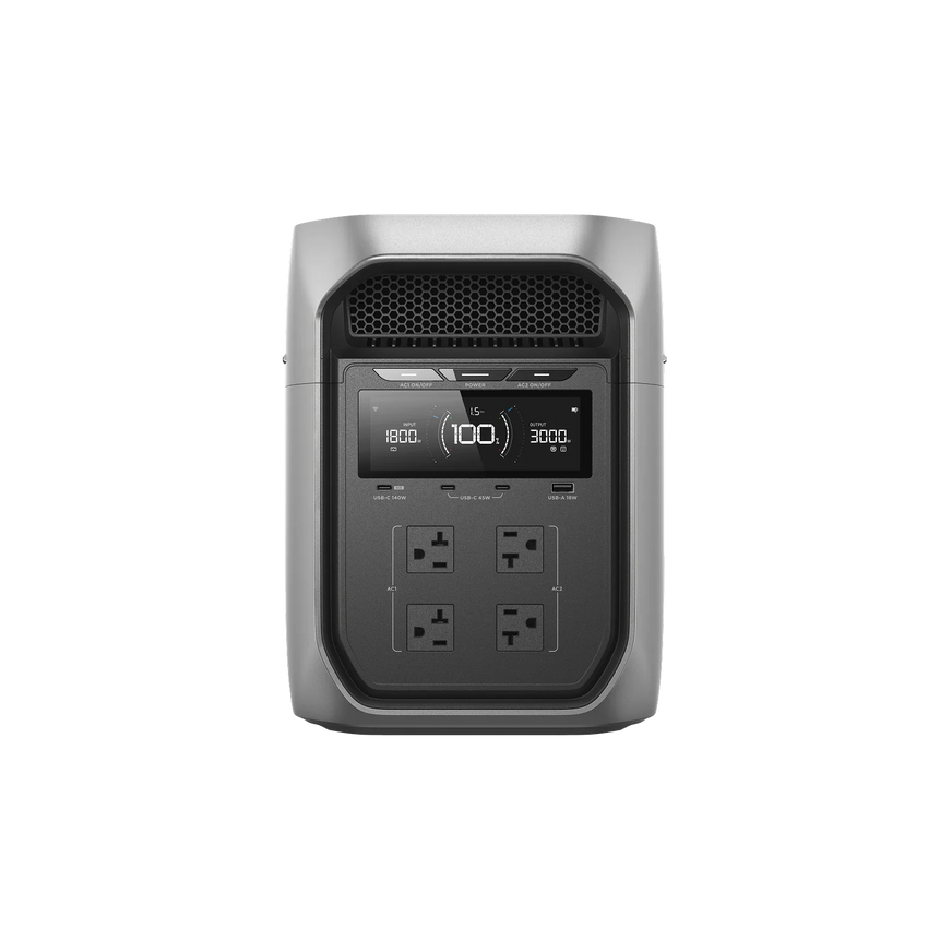 Front view of the portable battery generator