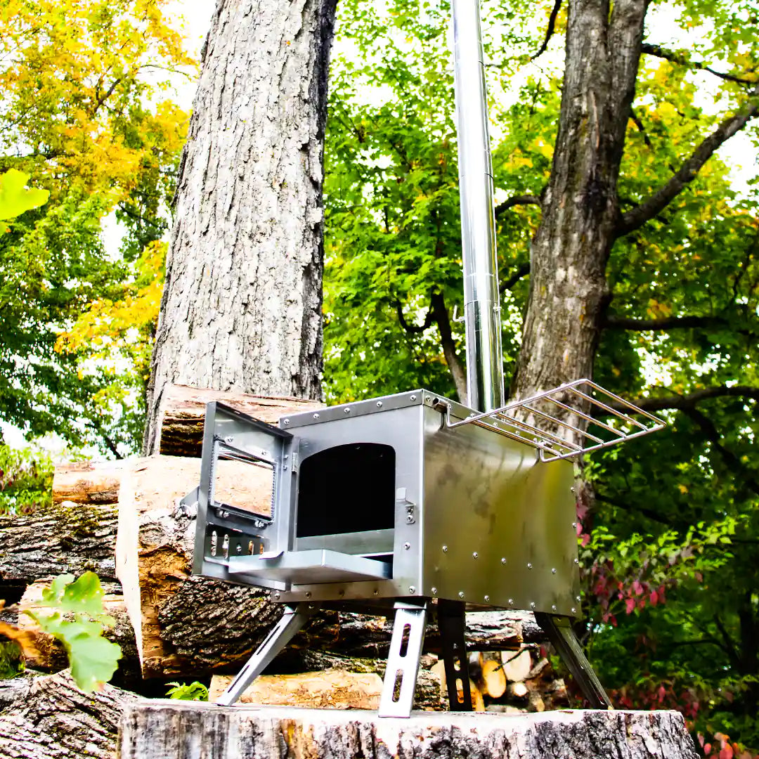 View in the forest with wood background