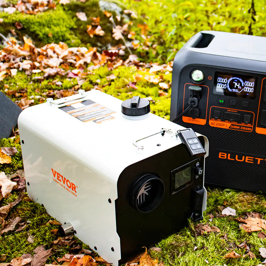 View with a Portable Power Station in the forest