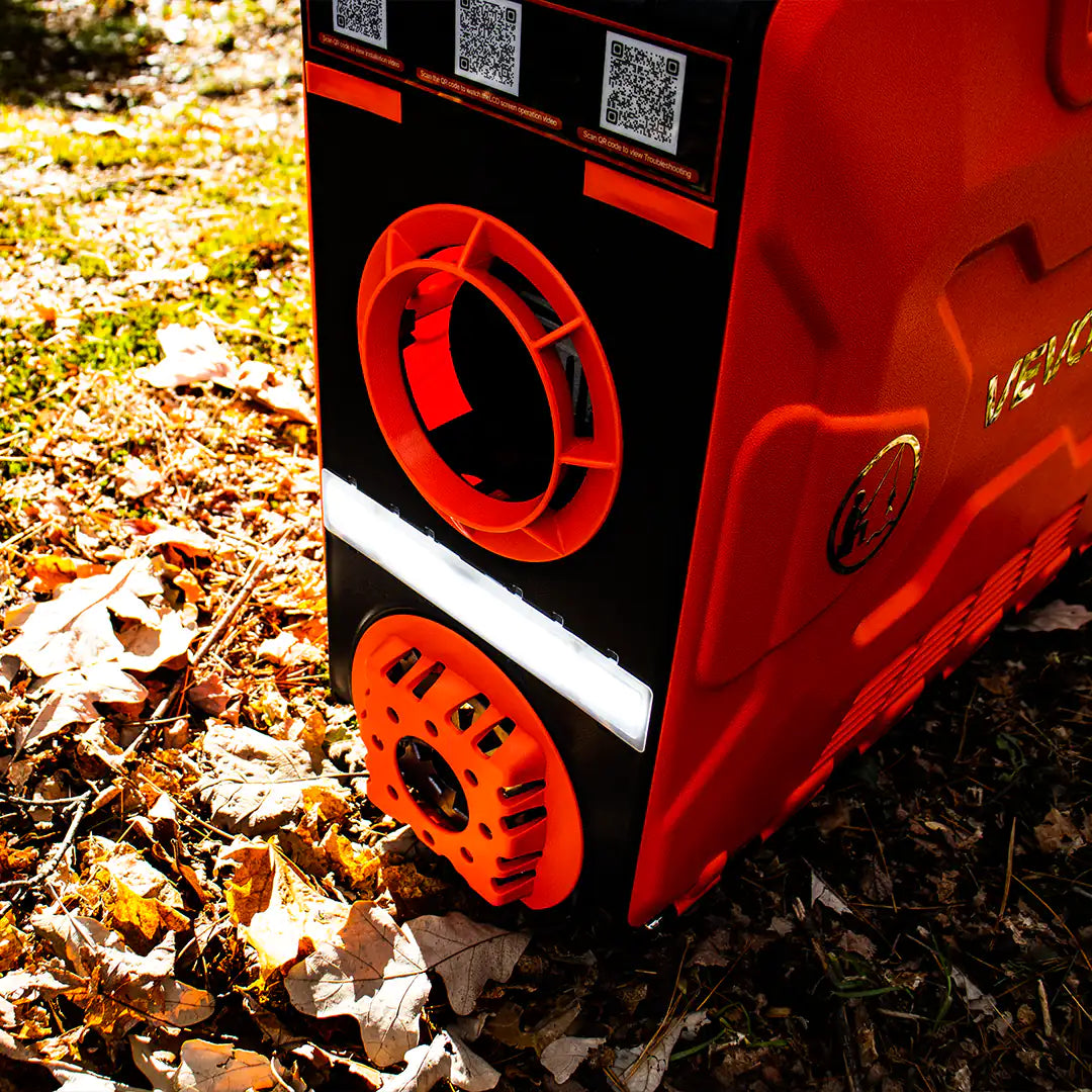 Rear view with light of the portable heater