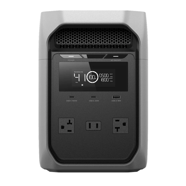 Front view of the portable power station with lcd screen