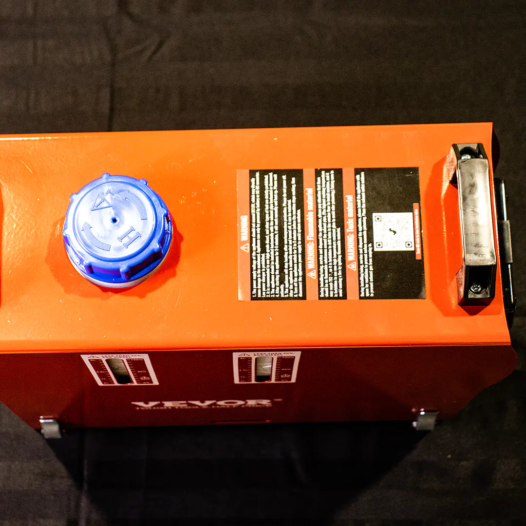 Top view of the portable diesel heater with entry of the diesel tank