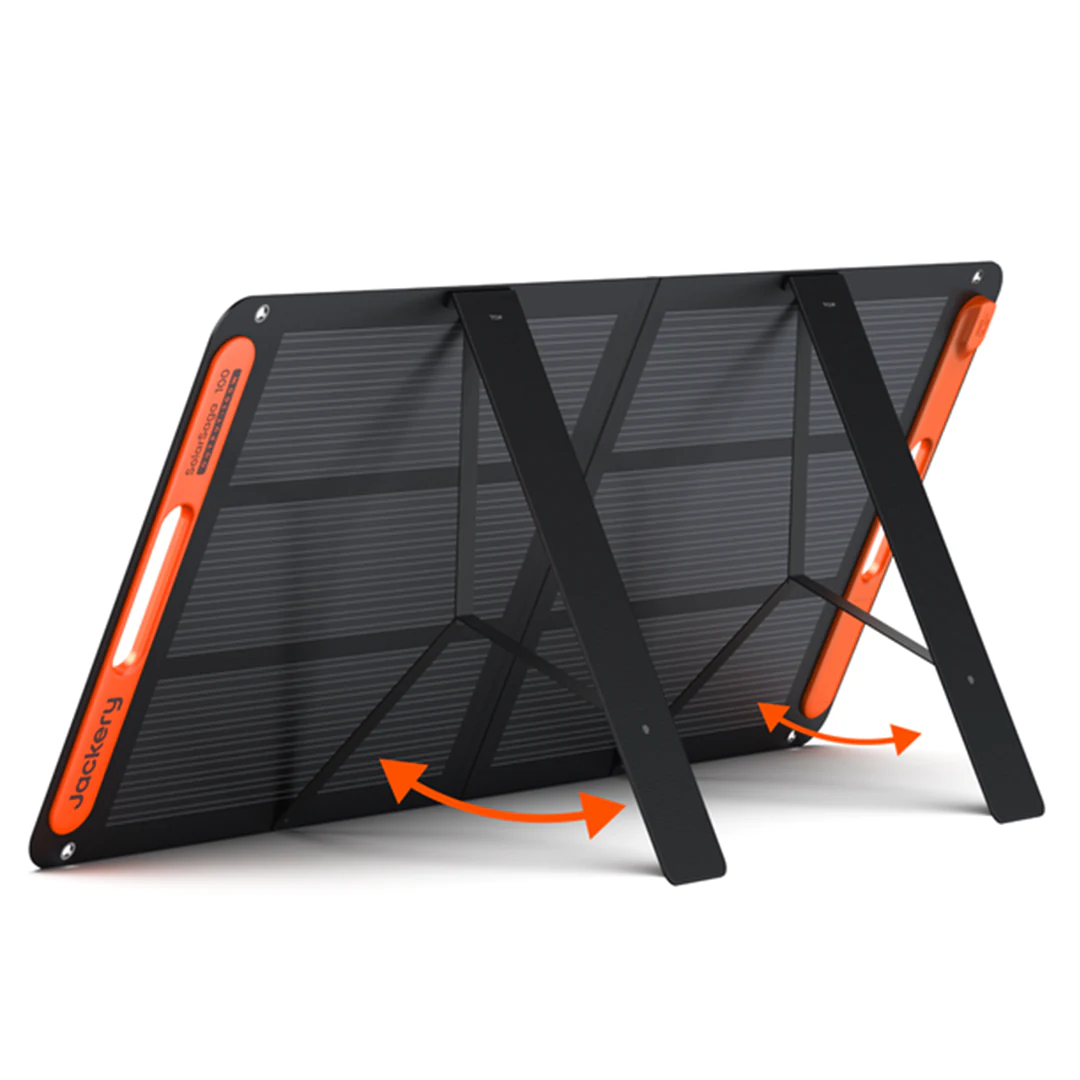 Rear view of the foldable solar panel or camping