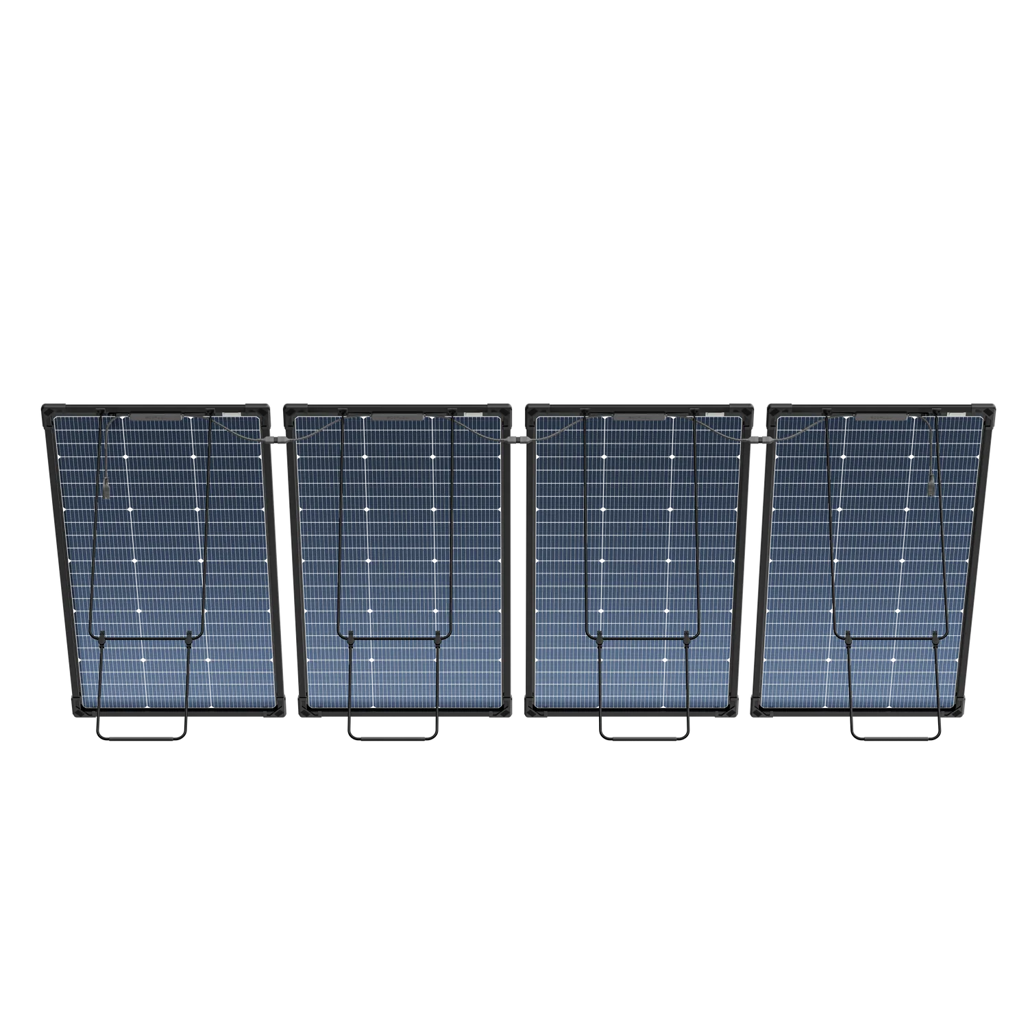 Rear view of the portable bifacial solar panels 
