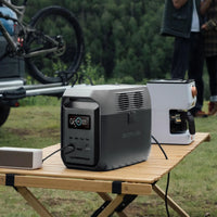 Large view of the ecoflow power station in camping setup