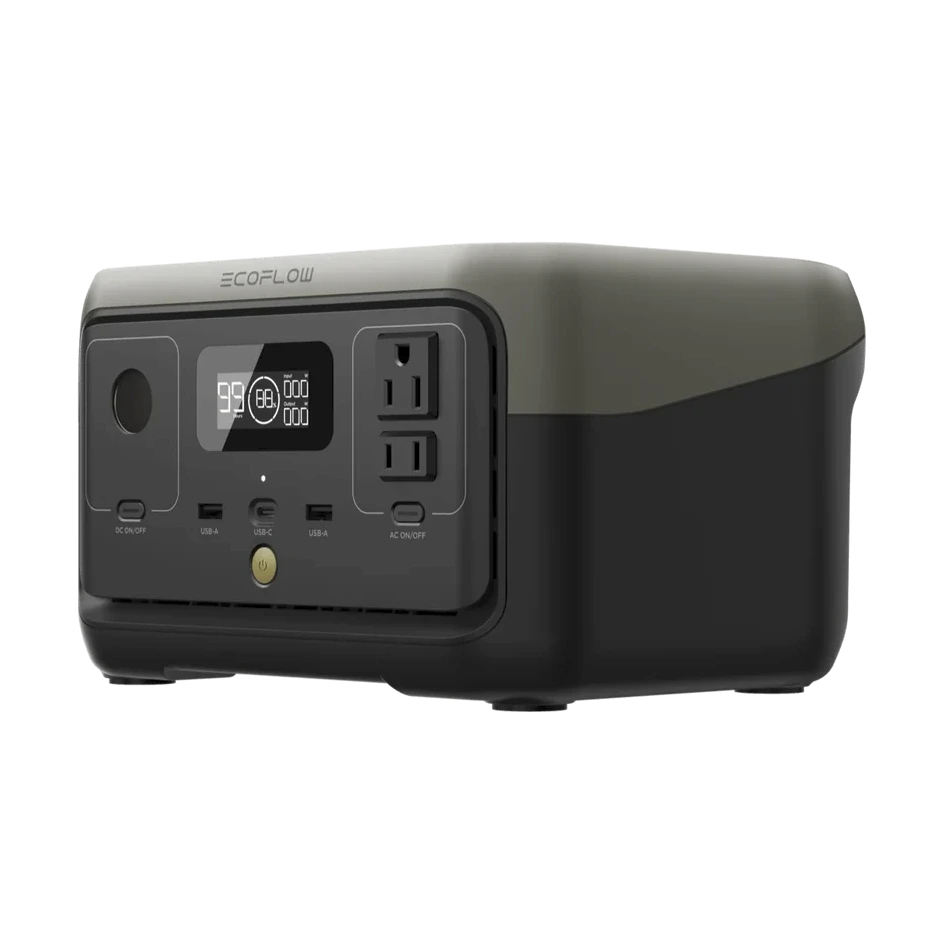 Side view of the river 2 power bank with ac outlet