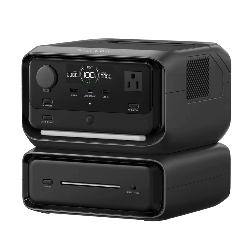 Power Bank with AC Outlet with extra battery expansion for longer stay