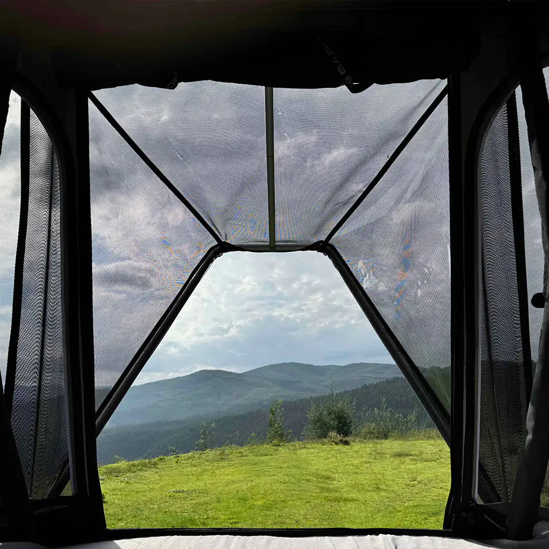 View from the inside of the rooftop tent