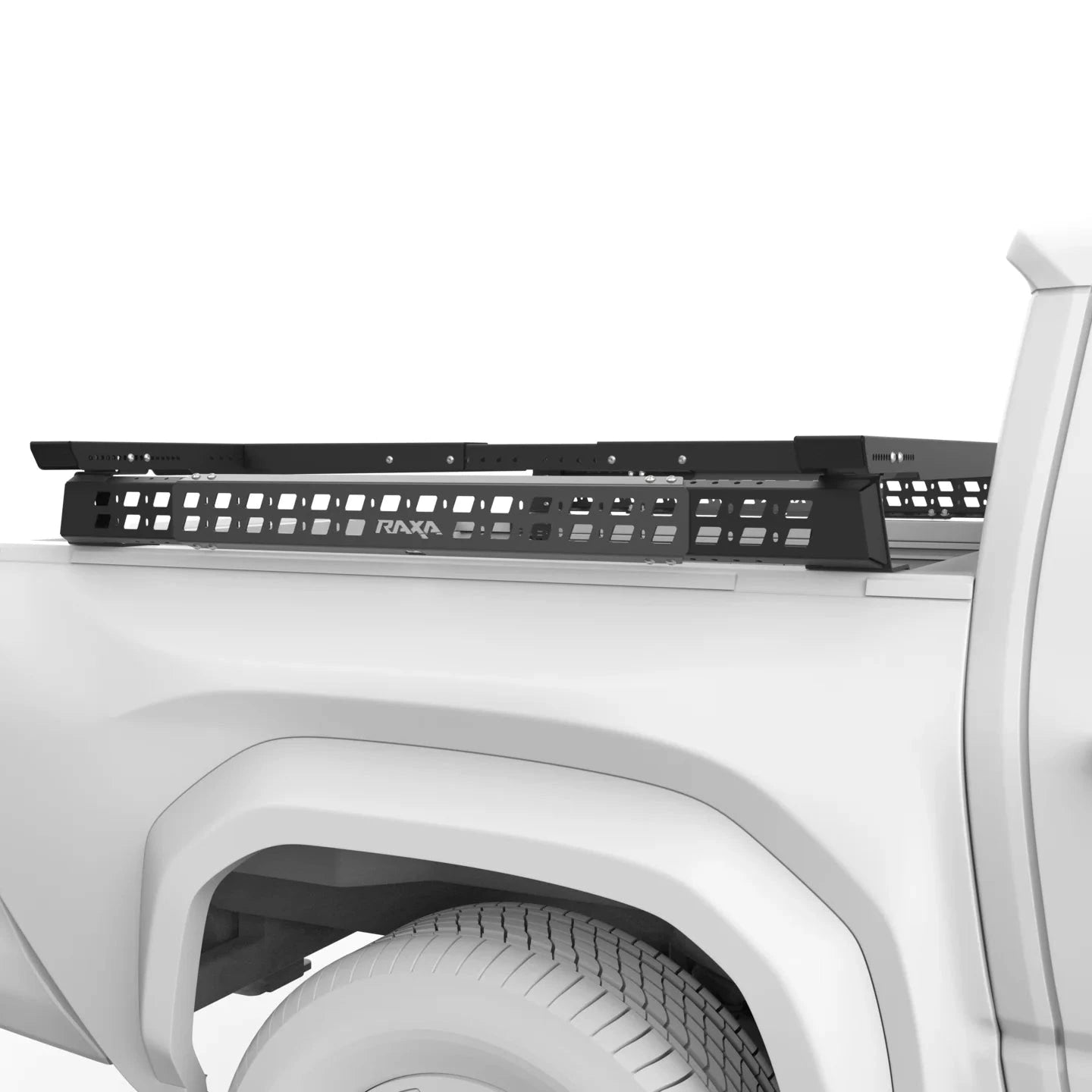 Side view of the bed rack for tonneau cover