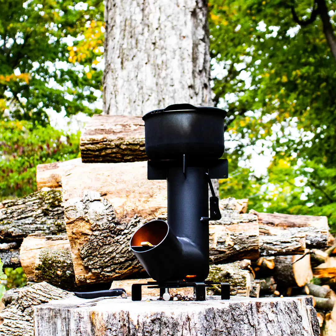 Large view with a pot in the forest