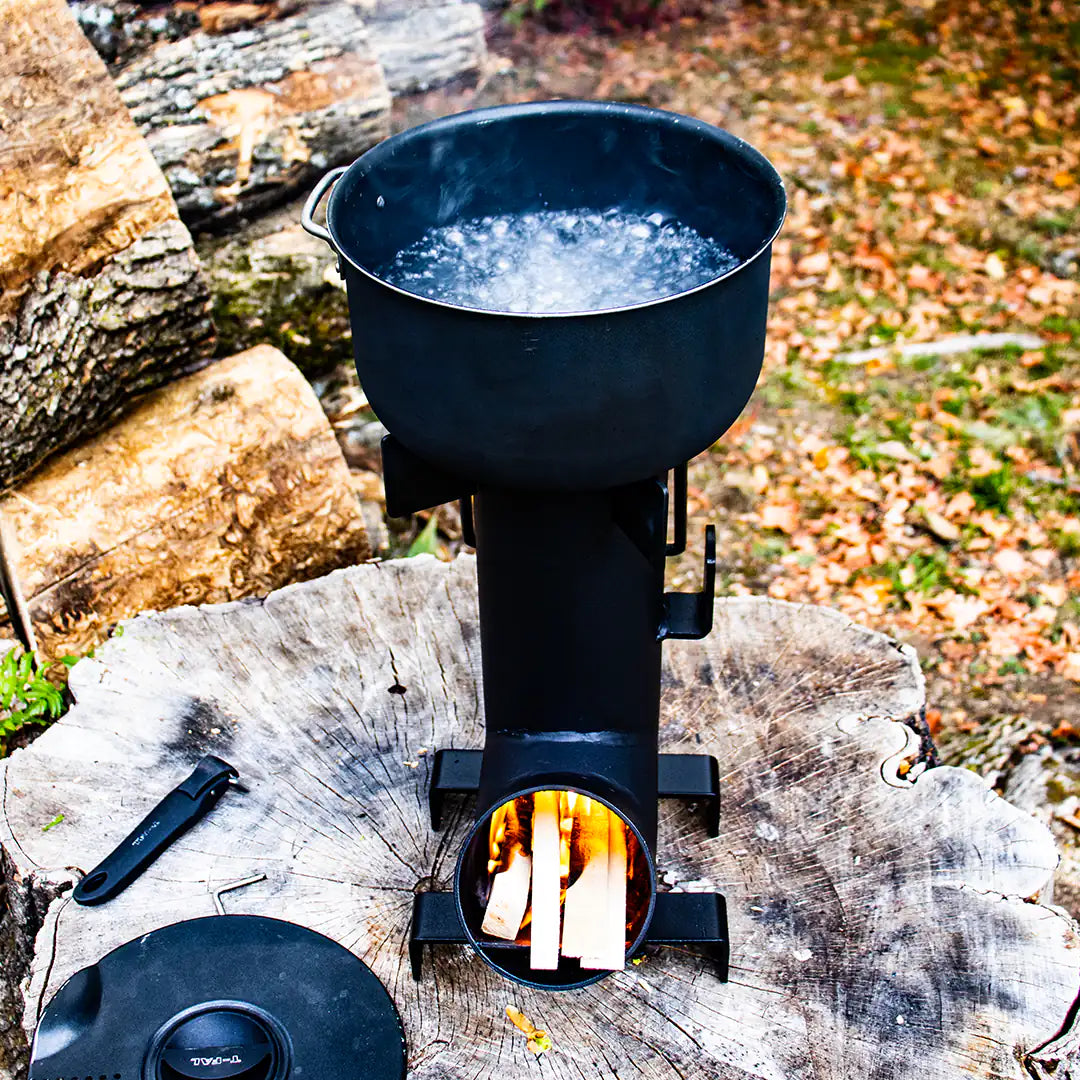 View with water boiling