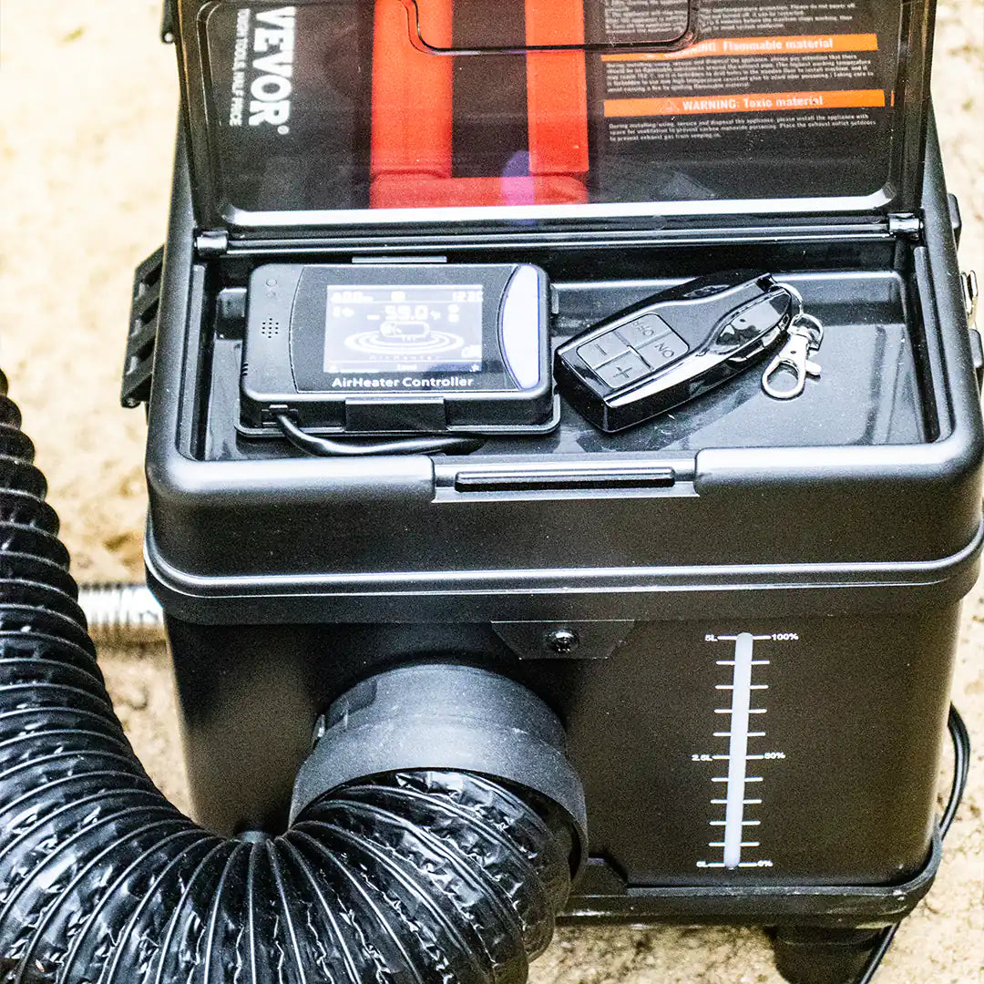 View of the remote control and temperature control