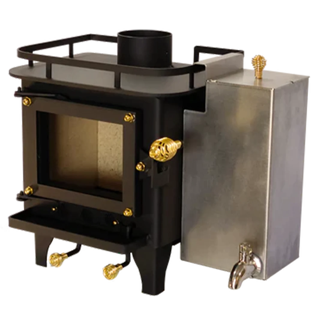 View with a wood burner water heater