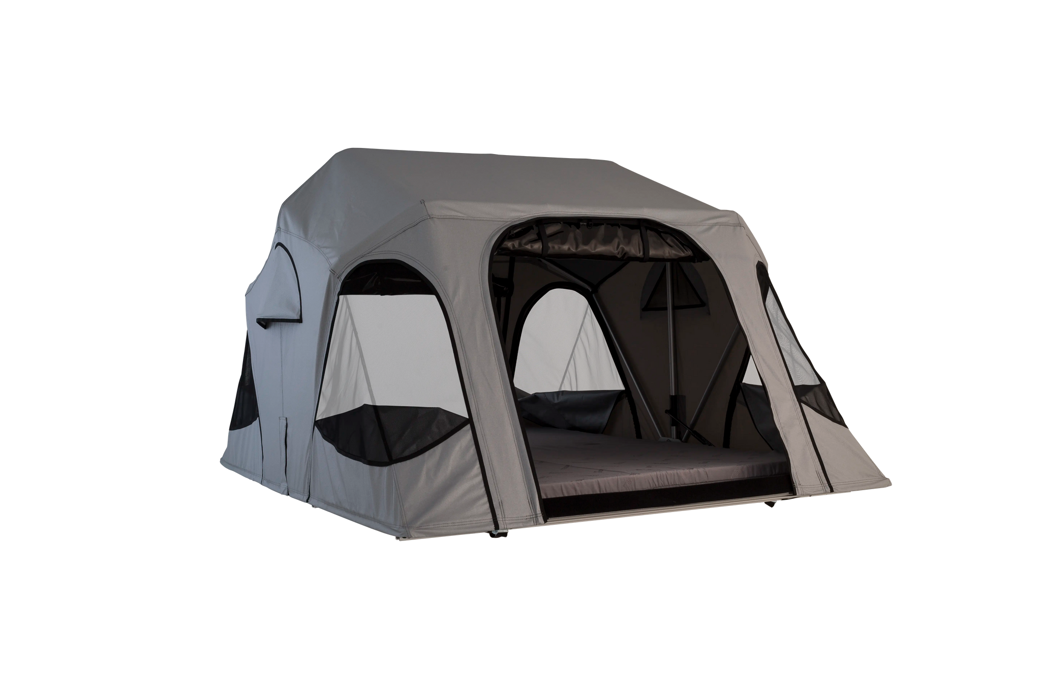 Soft Shell Roof Top Tent with opened door and windows