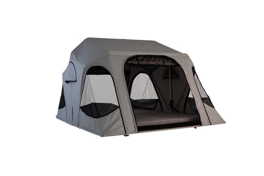 Soft Shell Roof Top Tent with opened door and windows