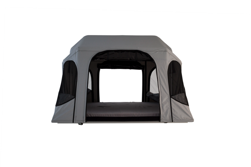 Opened view of the 2 doors of the rooftop tent