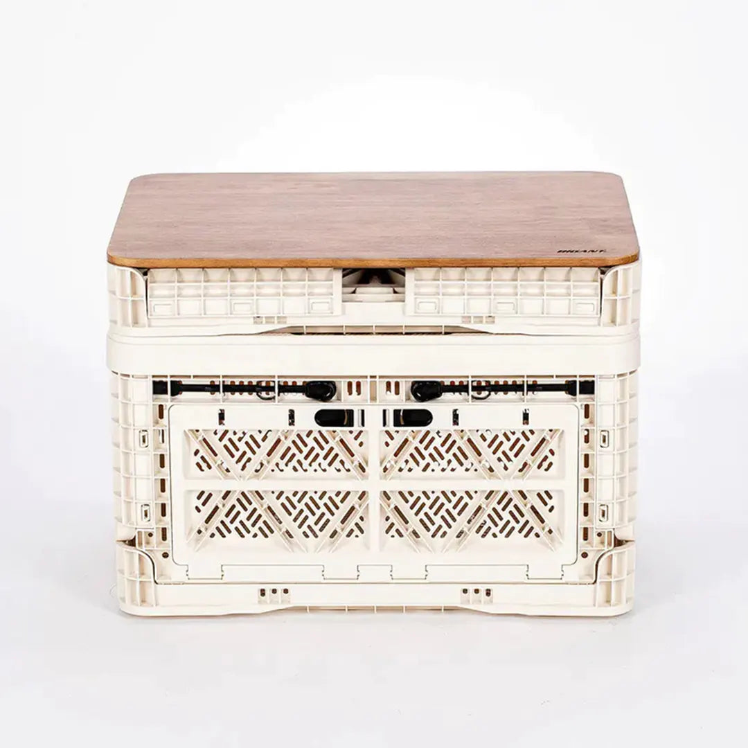 Camping storage box wood top