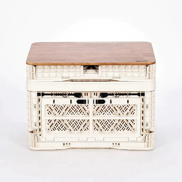 Camping storage box wood top